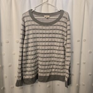The Loft Outlet Gray Striped Women's Sweater Size Xl